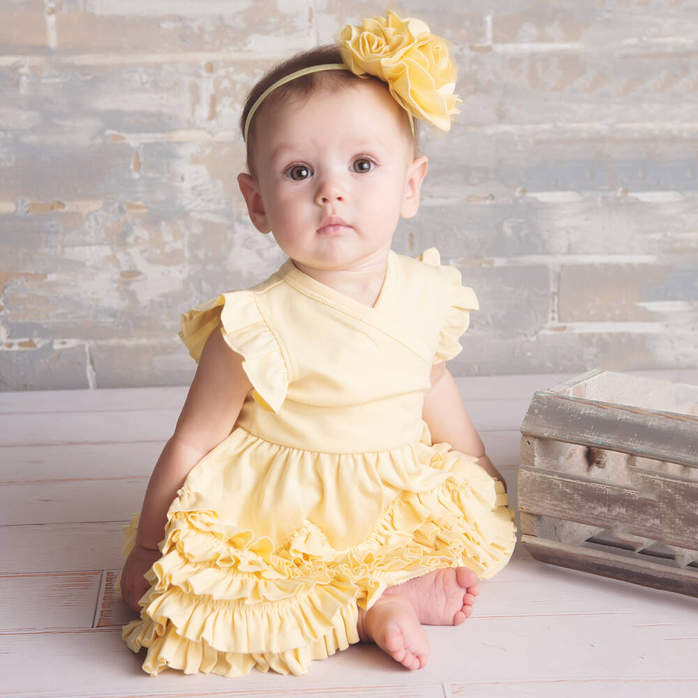 Lemon Loves Layette - Baby Girls Yellow Pima Cotton Dress ...