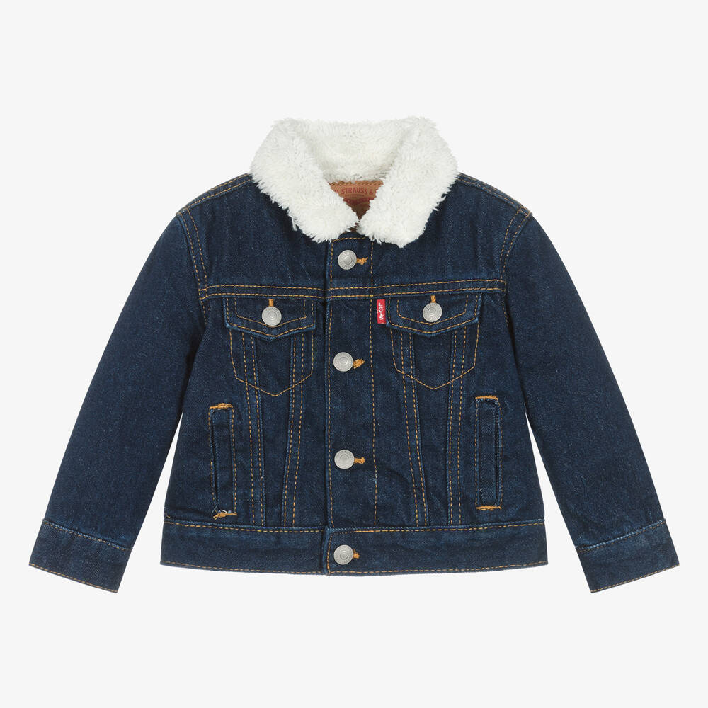 Levi's - Baby Boys Blue Fleece Lined Denim Jacket | Childrensalon