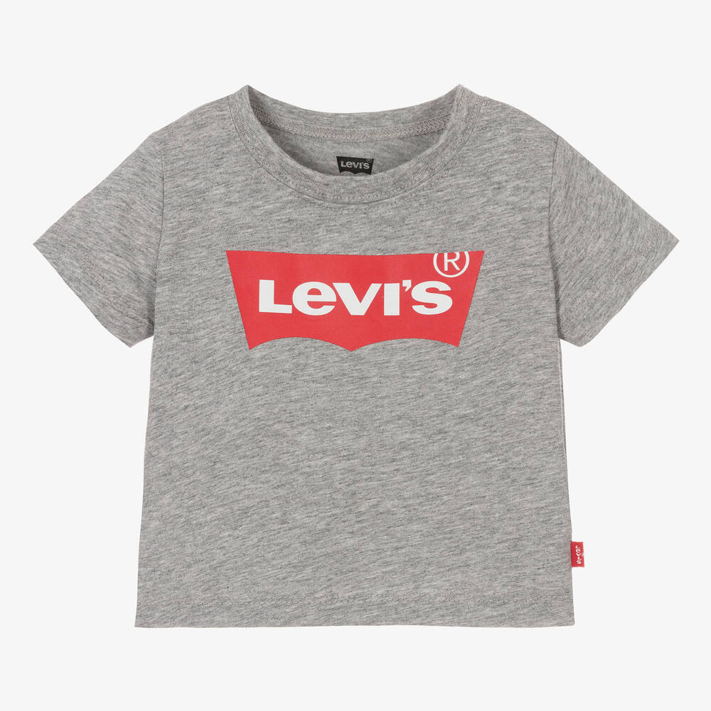 Levi's - Серая хлопковая футболка с логотипом для малышей | Childrensalon