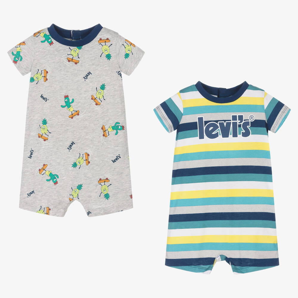 Levi's Baby Boys Logo Shorties (2 Pack) In Grey