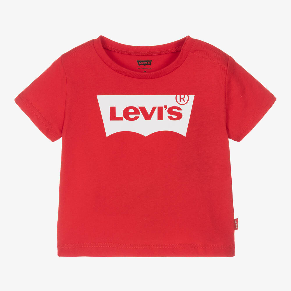 Levi's - Красная хлопковая футболка с логотипом для малышей | Childrensalon