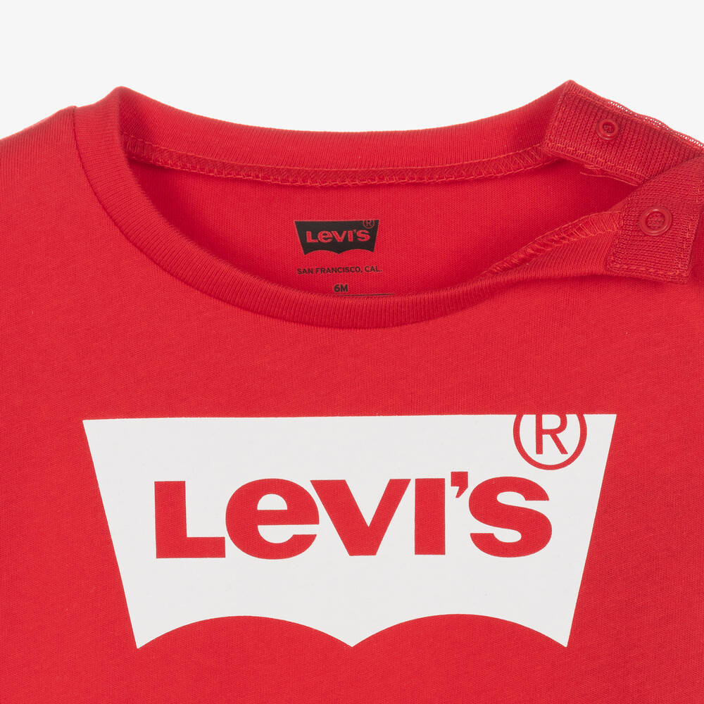 Levi's Baby Boys Red Cotton T-Shirt | Childrensalon