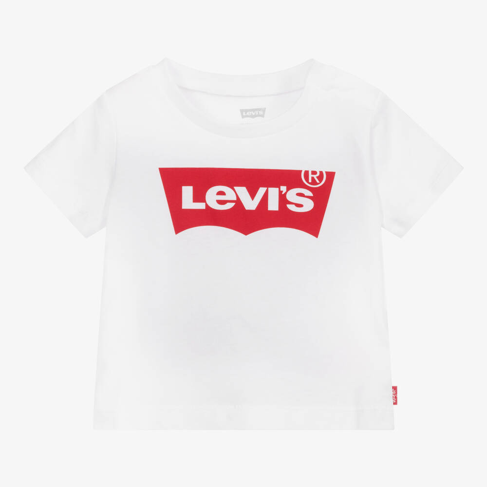 Levi's - Белая хлопковая футболка с логотипом для малышей | Childrensalon