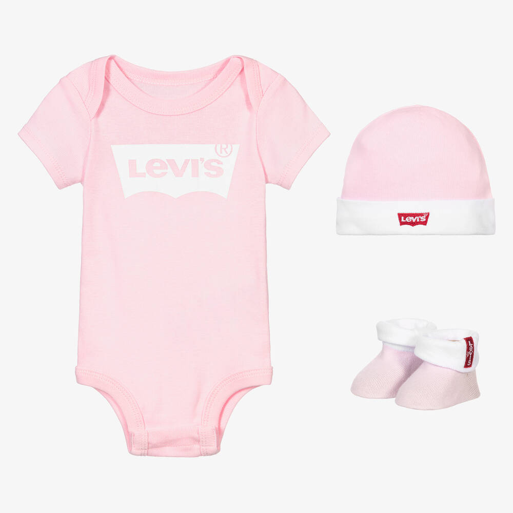 Levi's - Coffret cadeau body rose pâle bébé fille | Childrensalon