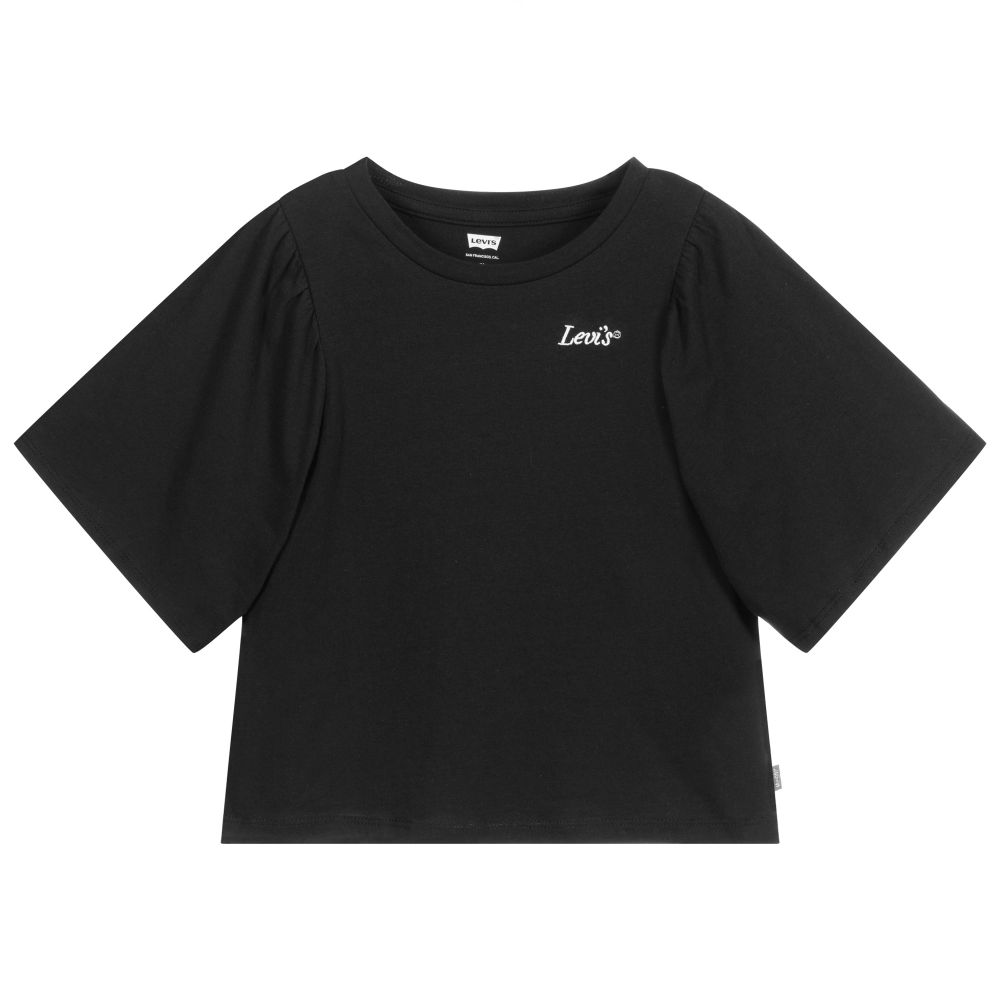Levi's Kids'  Girls Black Cropped Logo T-shirt