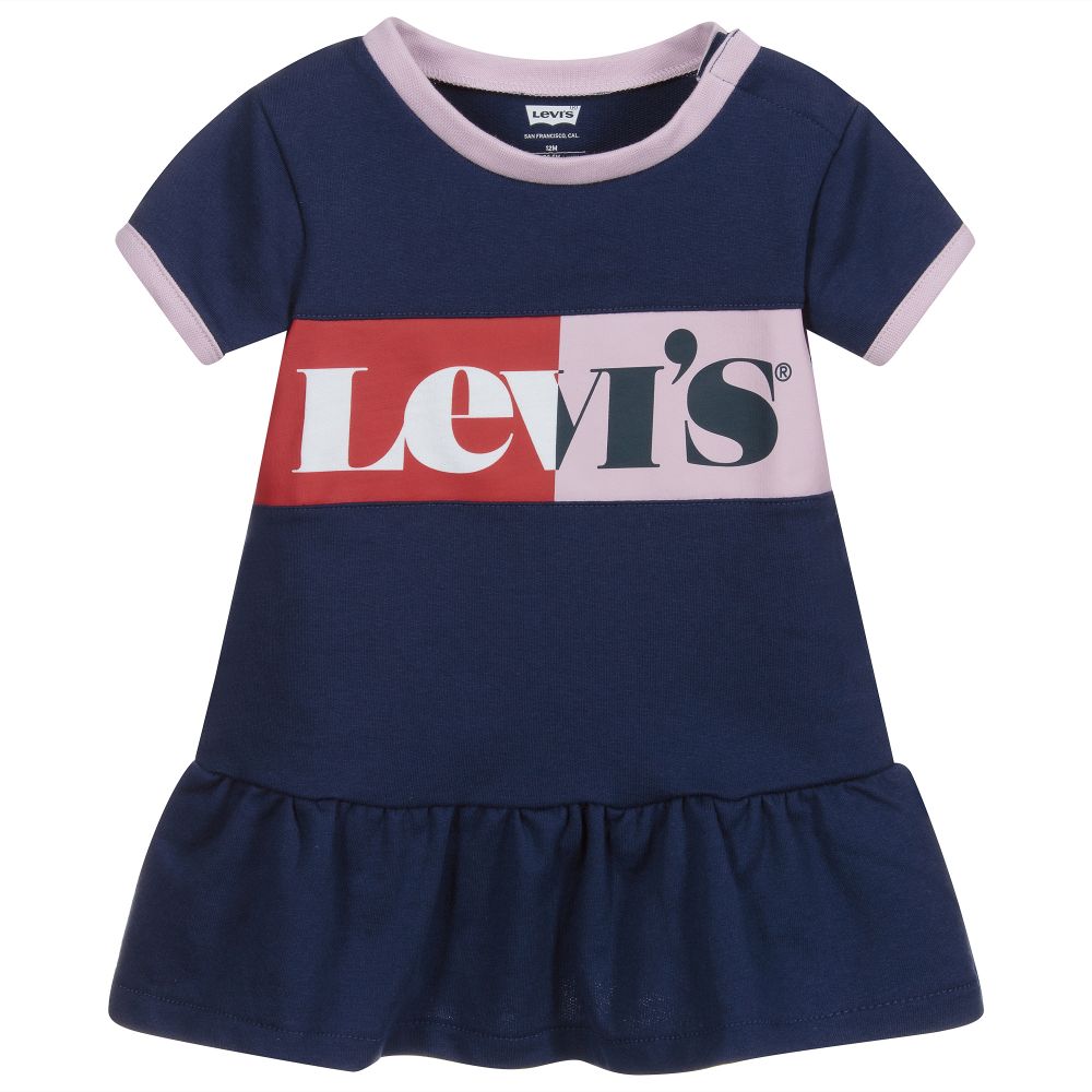 Levi's Babies'  Girls Blue Cotton Logo Dress