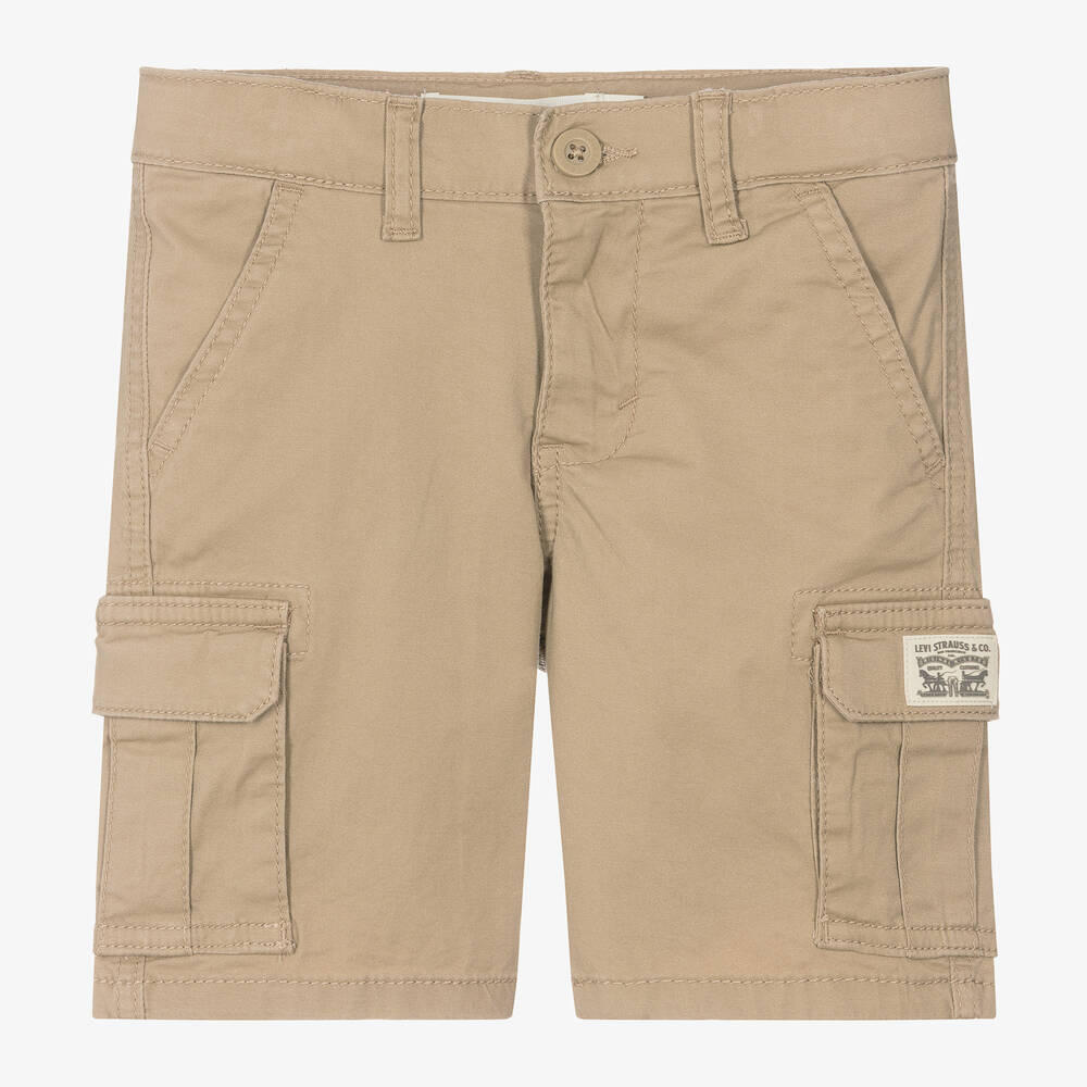 Levi's Kids' Boys Beige Cotton Cargo Shorts In Brown