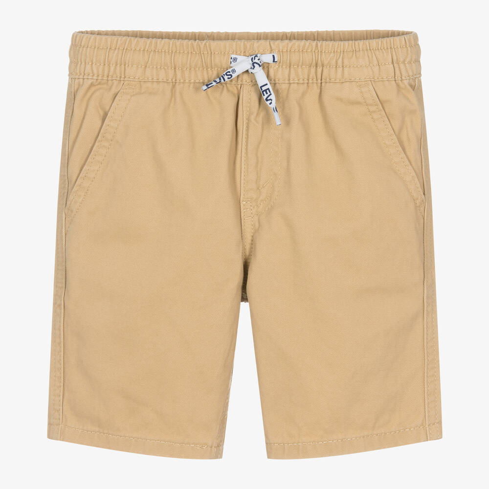 Levi's Kids' Boys Beige Cotton Relaxed Fit Shorts In Brown