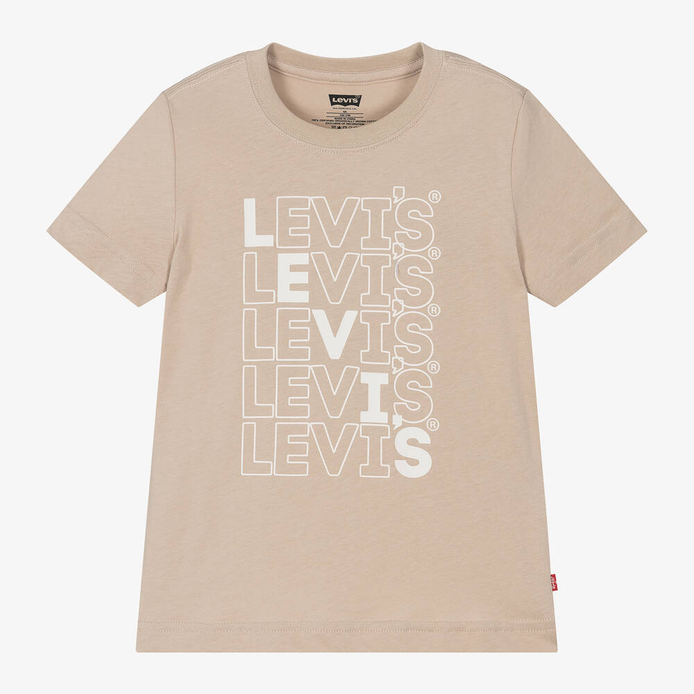 Levi's - Boys Beige Organic Cotton T-Shirt | Childrensalon
