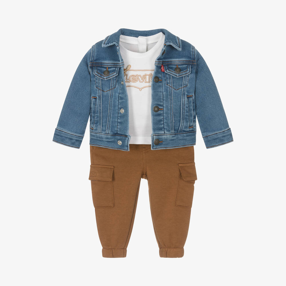 Levi's - Boys Blue & Brown Cotton Trouser Set | Childrensalon