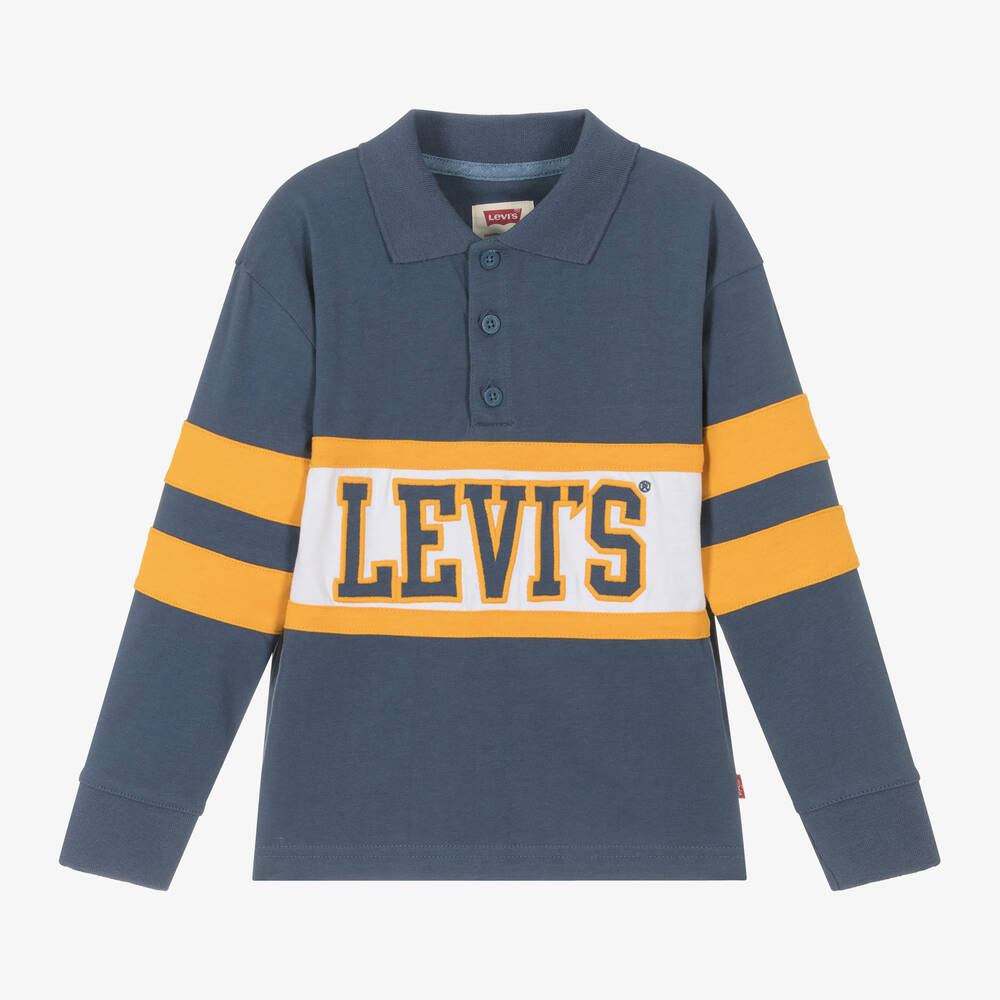 Levi's - توب بولو قطن لون أزرق للأولاد | Childrensalon