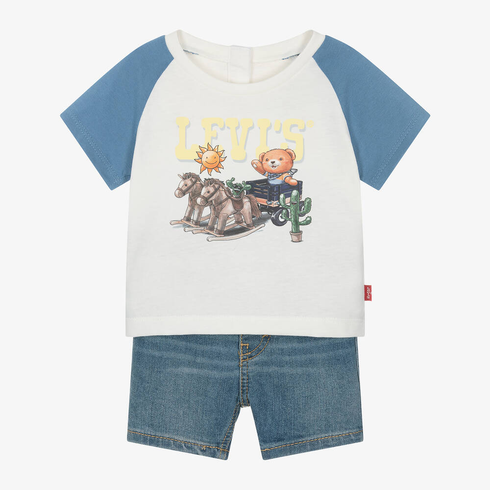 Levi's Babies' Boys Blue Denim Shorts Set