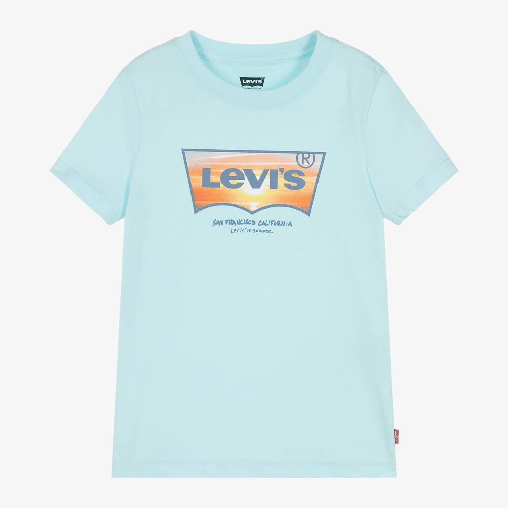 Levi's - تيشيرت قطن عضوي لون أزرق للأولاد | Childrensalon