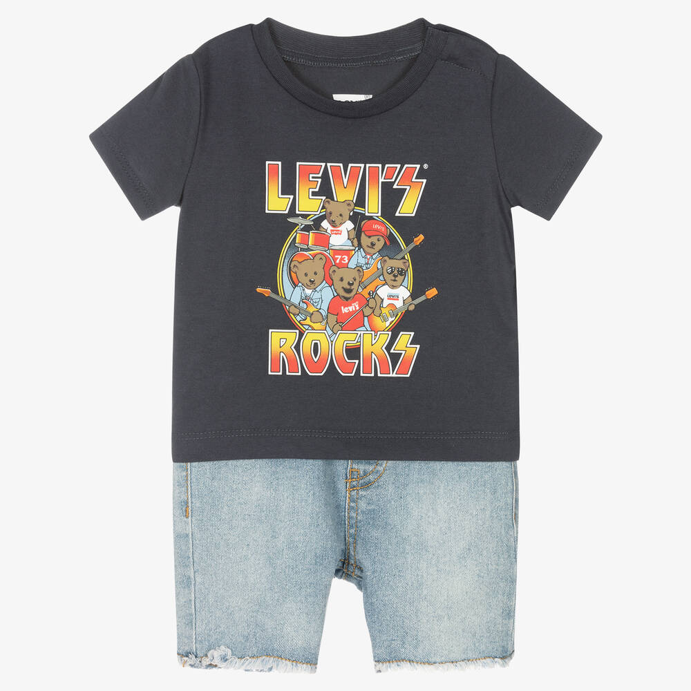 Levi's - Boys Blue Printed Top & Shorts Set | Childrensalon