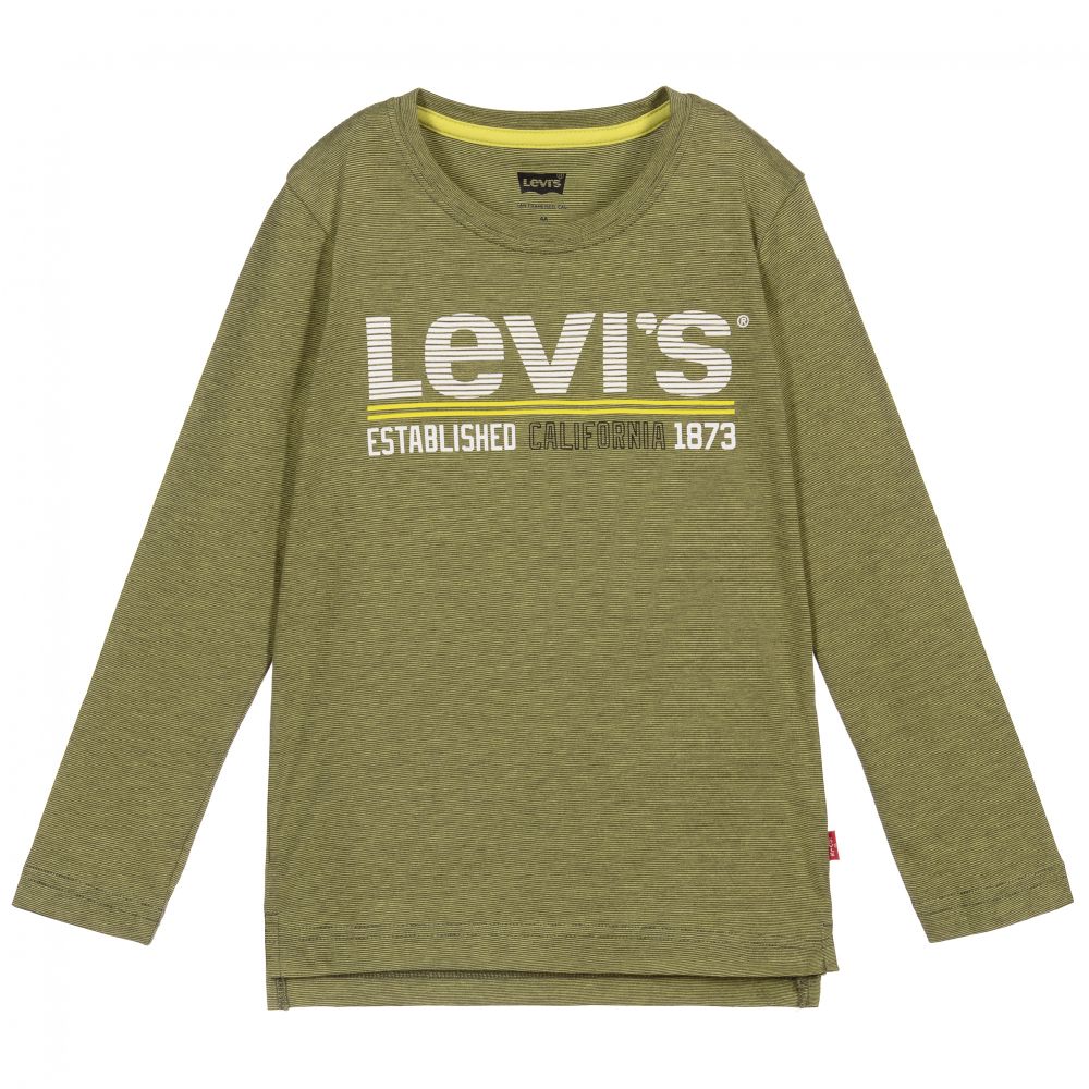 Levi's Kids'  Boys Green Striped Logo Top