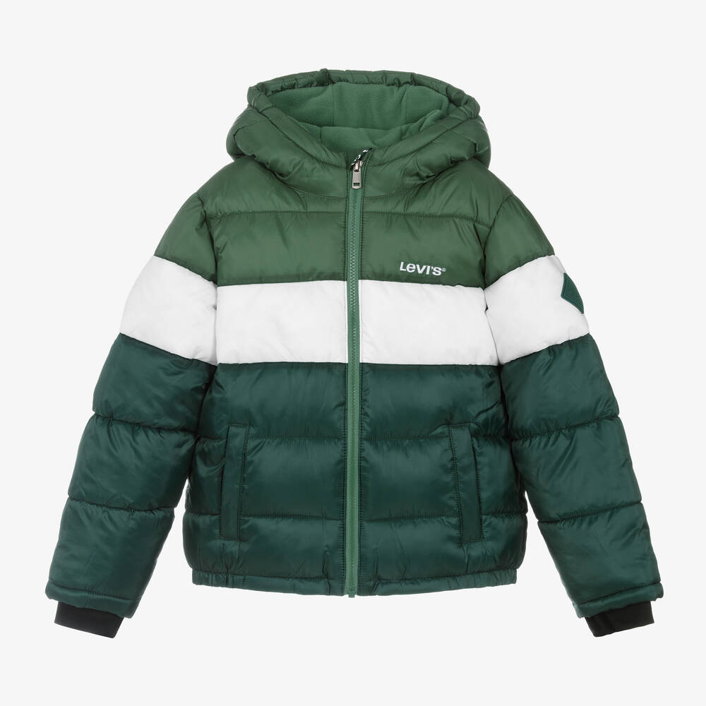 Levi's - Boys Green & White Puffer Jacket | Childrensalon