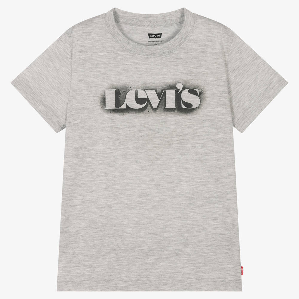 Levi's Kids'  Boys Grey Cotton Logo T-shirt In Grey