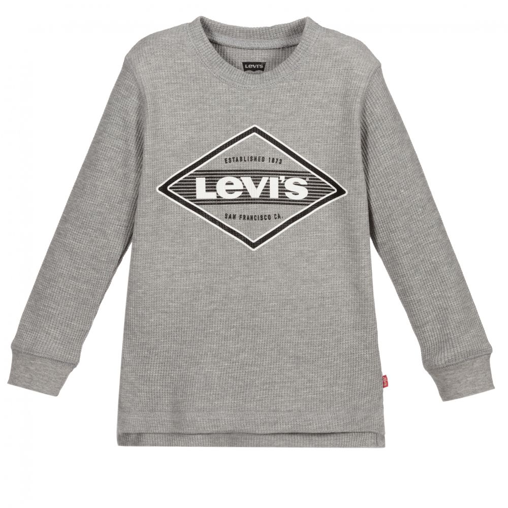 Levi's Babies'  Boys Grey Marl Logo Top In Grey