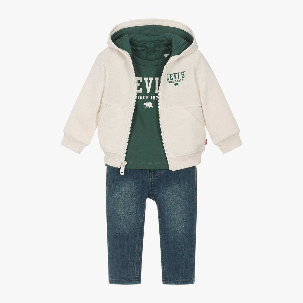 Levi's - Boys Ivory & Blue Denim Trouser Set | Childrensalon