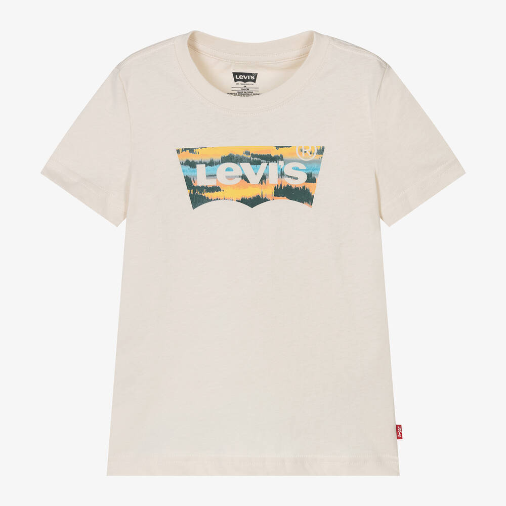 Levi's Kids' Boys Ivory Organic Cotton Batwing T-shirt In White