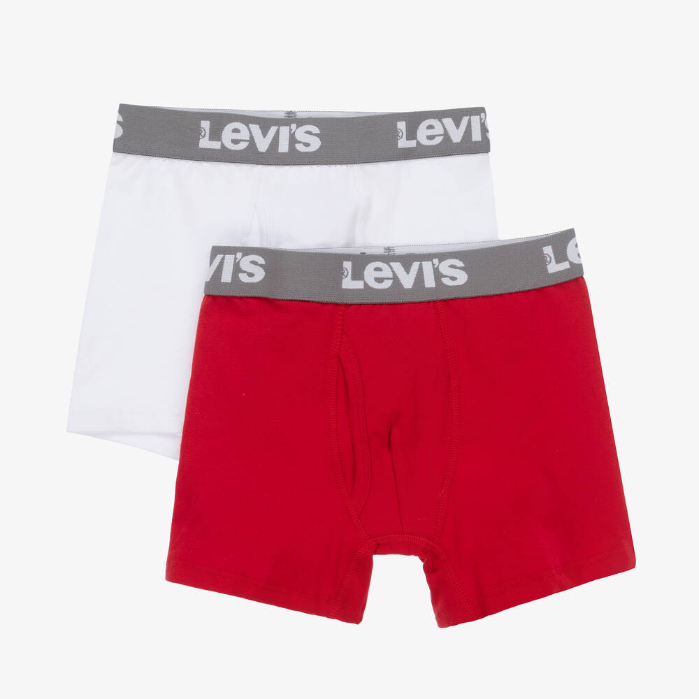 Levi's - شورت بوكسر قطن لون أحمر وأبيض للأولاد (عدد 2) | Childrensalon