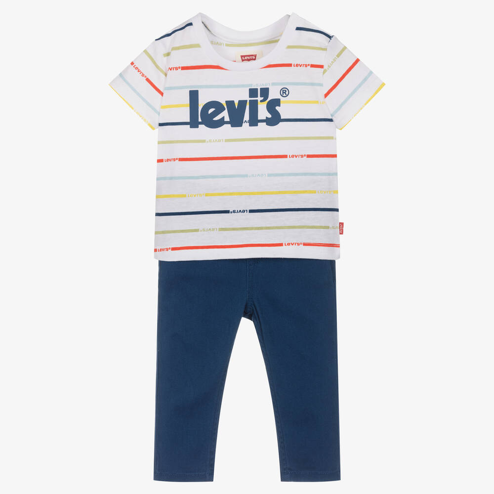 Levi's Babies'  Boys Striped T-shirt & Blue Trousers Set