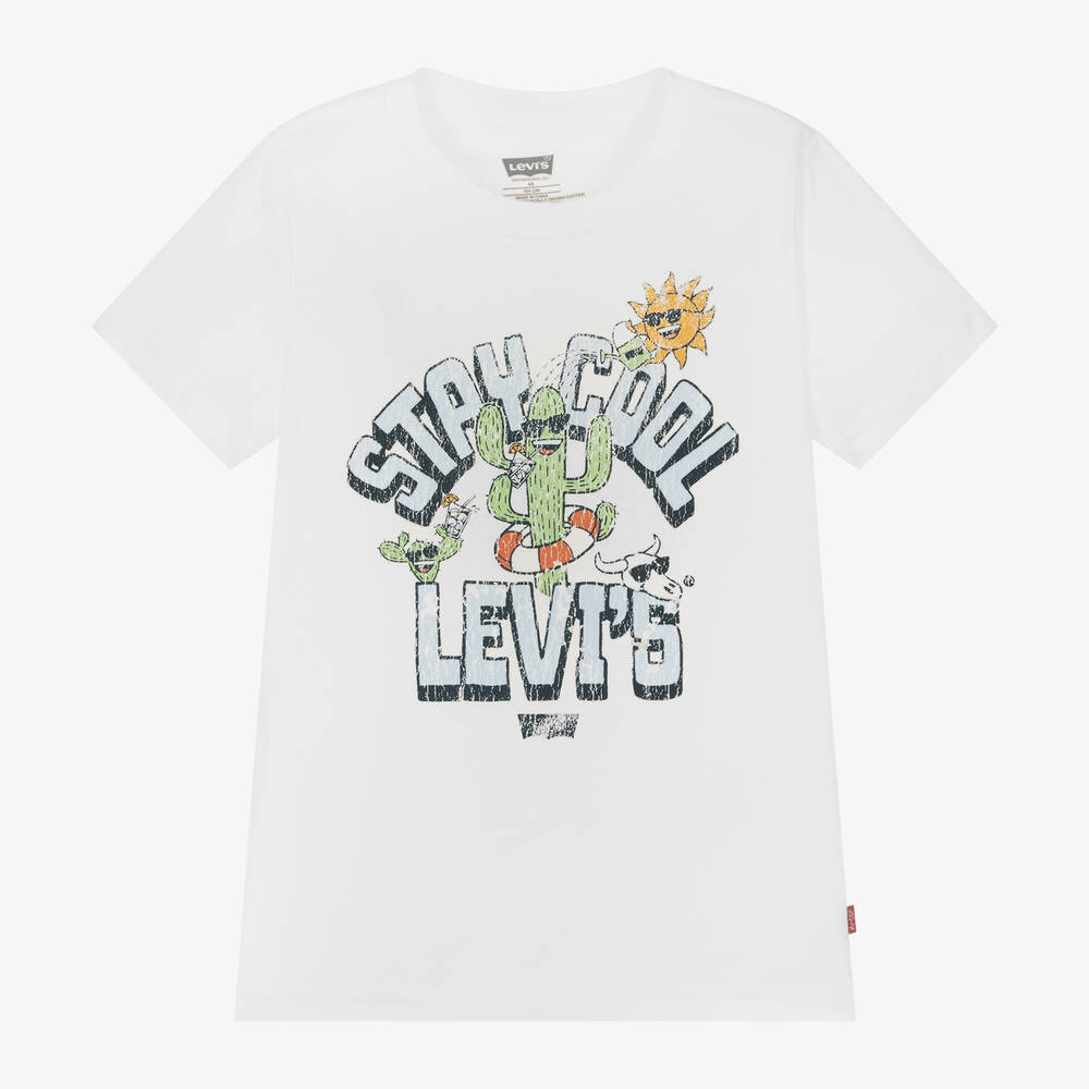 Levi's - Boys White Cotton Graphic T-Shirt | Childrensalon