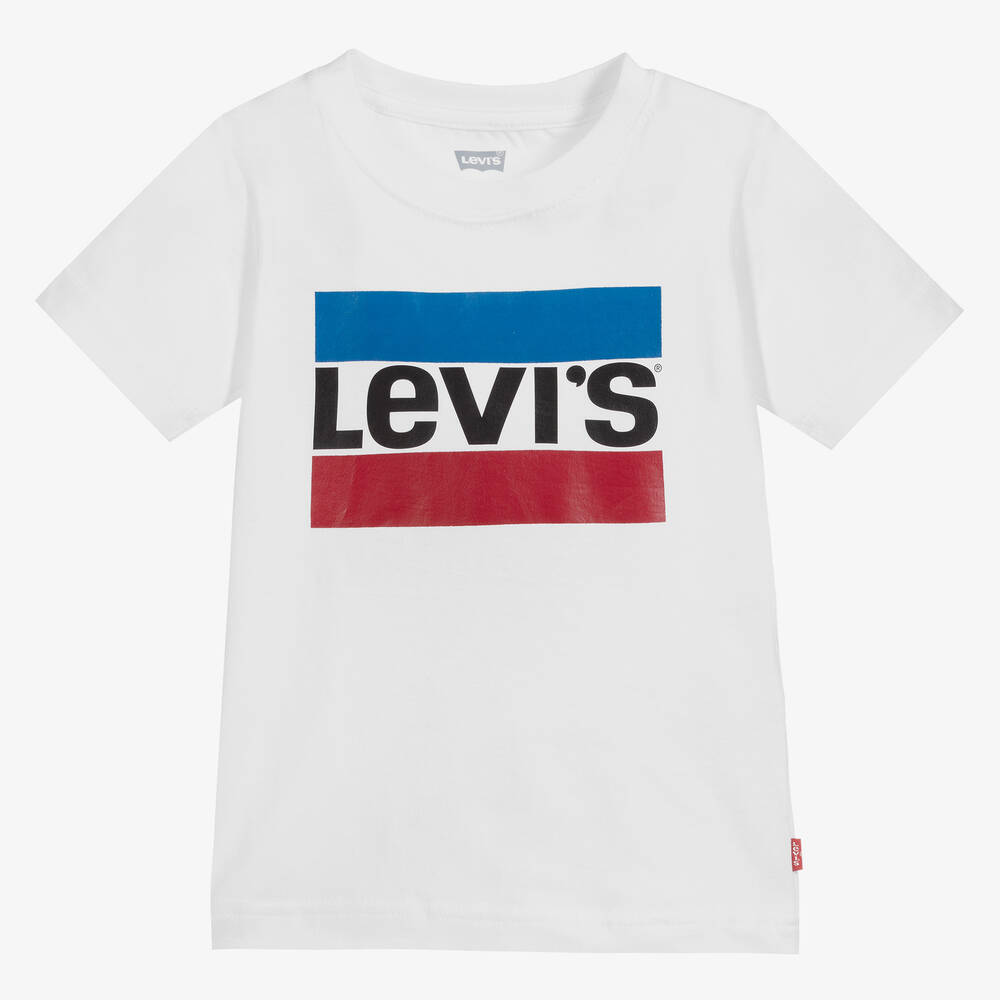 Levi's - Белая хлопковая футболка с логотипом для мальчиков | Childrensalon
