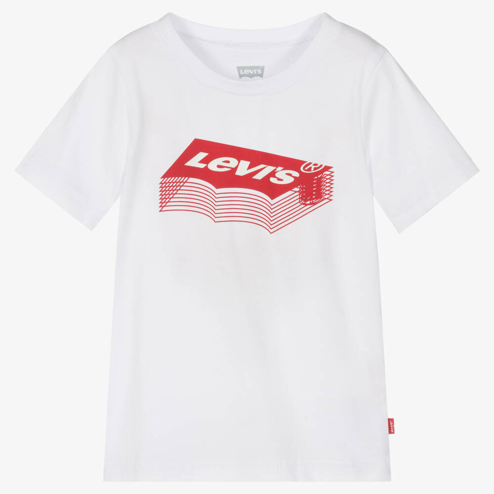 Levi's Kids'  Boys White Cotton Logo T-shirt