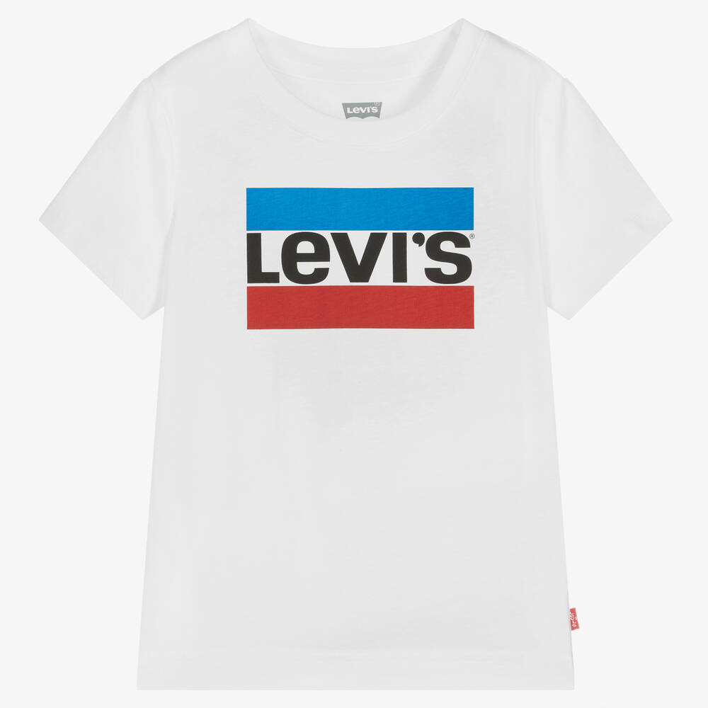 Levi's Kids' Boys White Cotton Sportswear Logo T-shirt