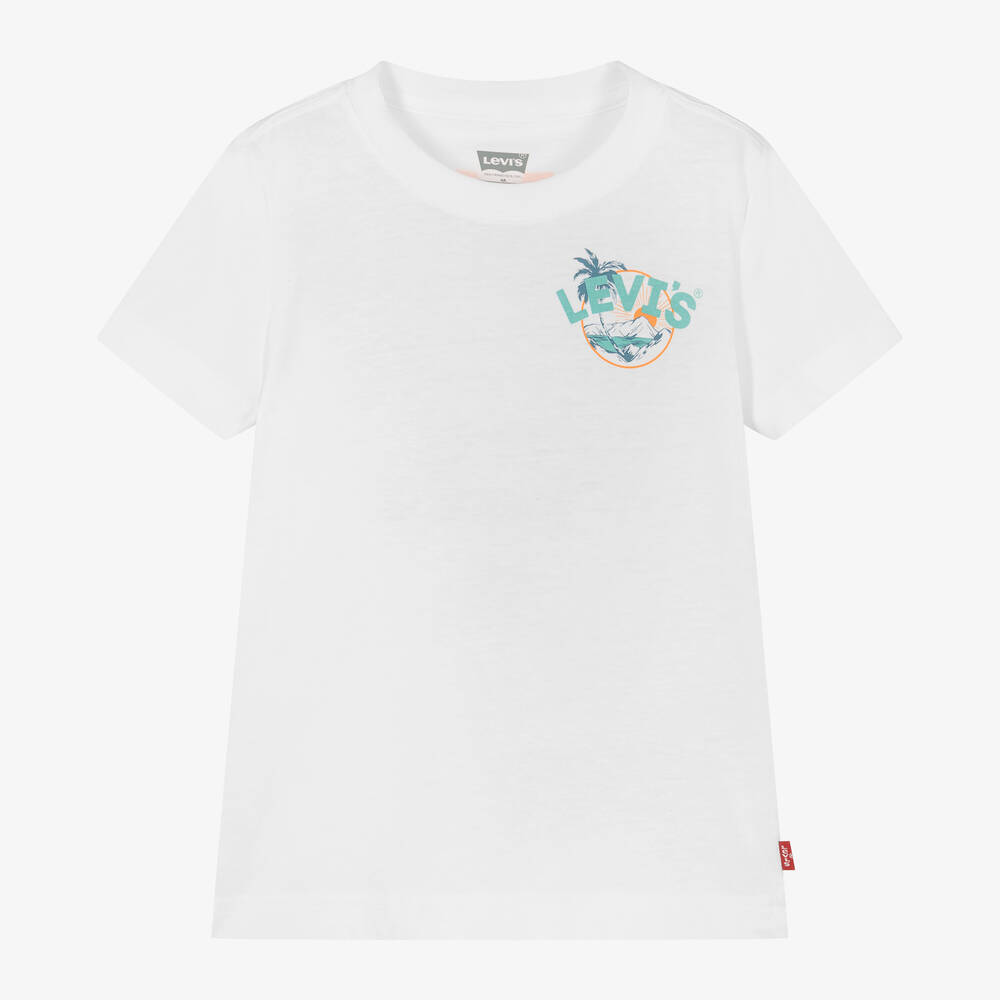 Levi's - Boys White Graphic Print Cotton T-Shirt | Childrensalon