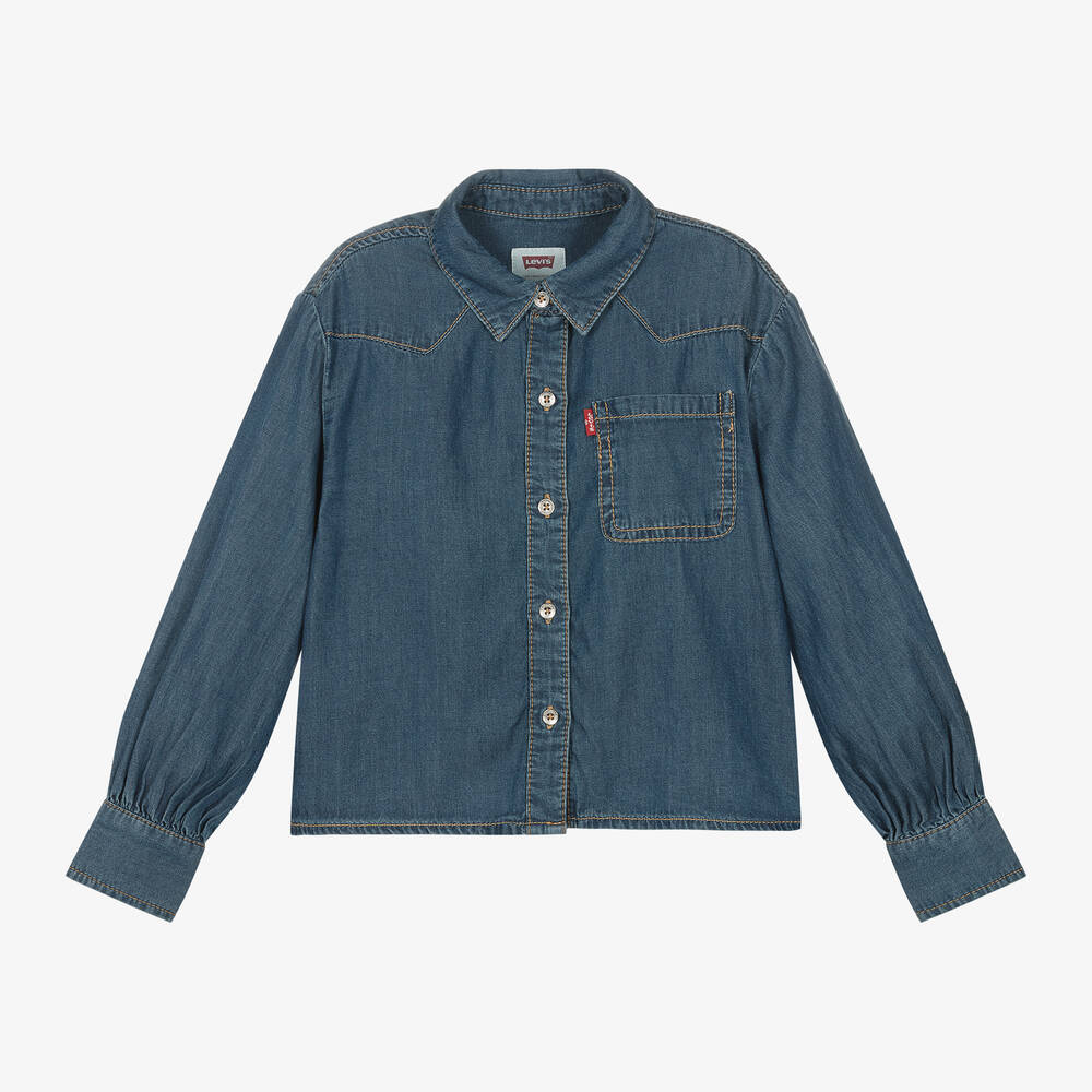 Levi's - Girls Blue Chambray Shirt | Childrensalon