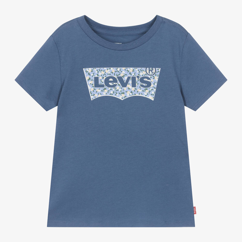 Levi's - تيشيرت قطن عضوي لون أزرق للبنات | Childrensalon