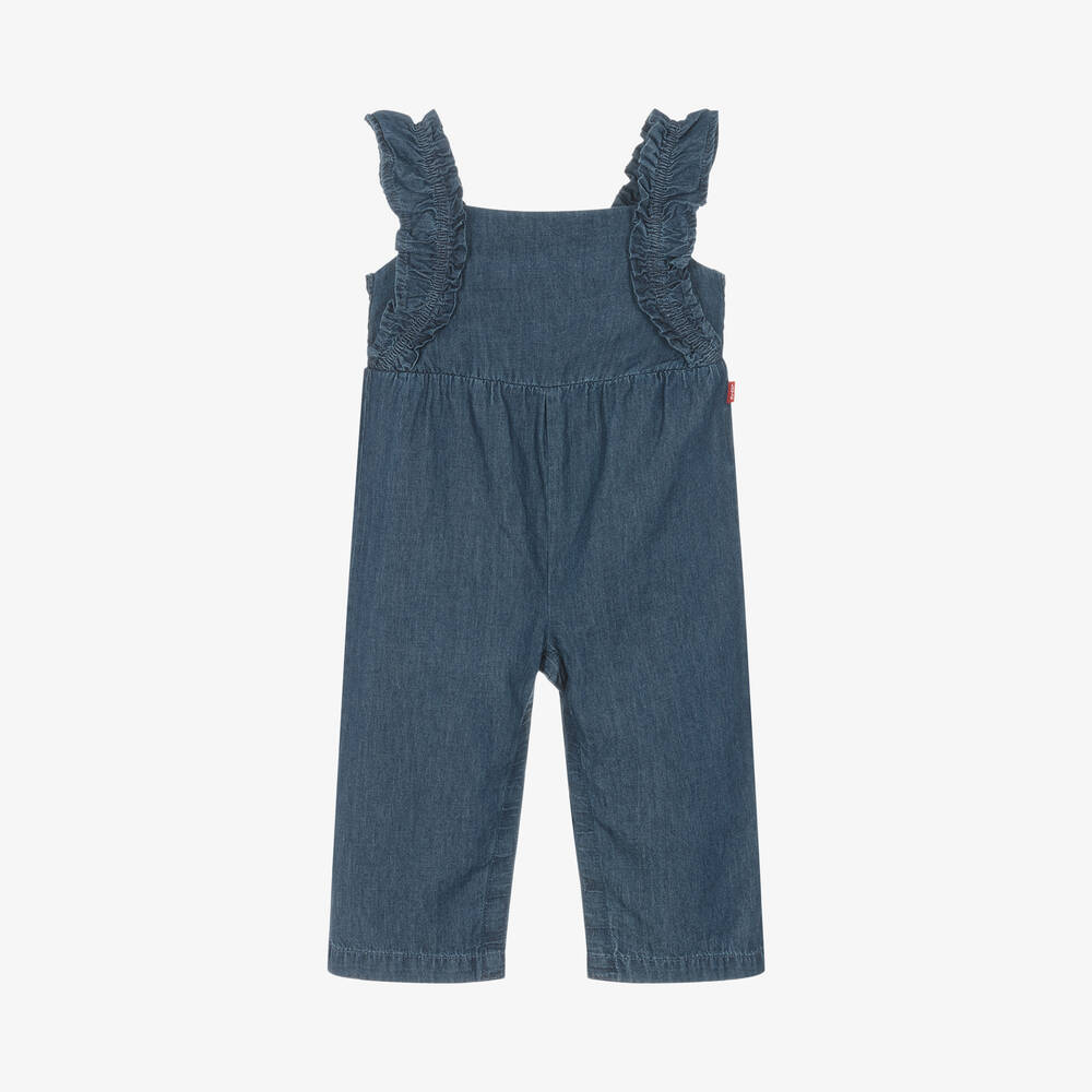 Levi's - Girls Blue Cotton Chambray Jumpsuit | Childrensalon