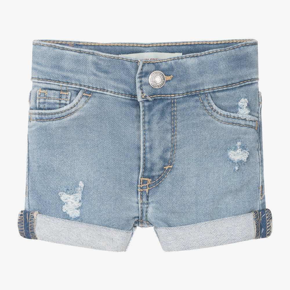 Levi's - Girls Blue Cotton Denim-Look Shorts | Childrensalon