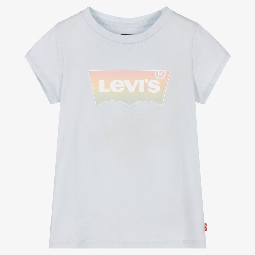 Levi's Kids'  Girls Blue Cotton Logo T-shirt