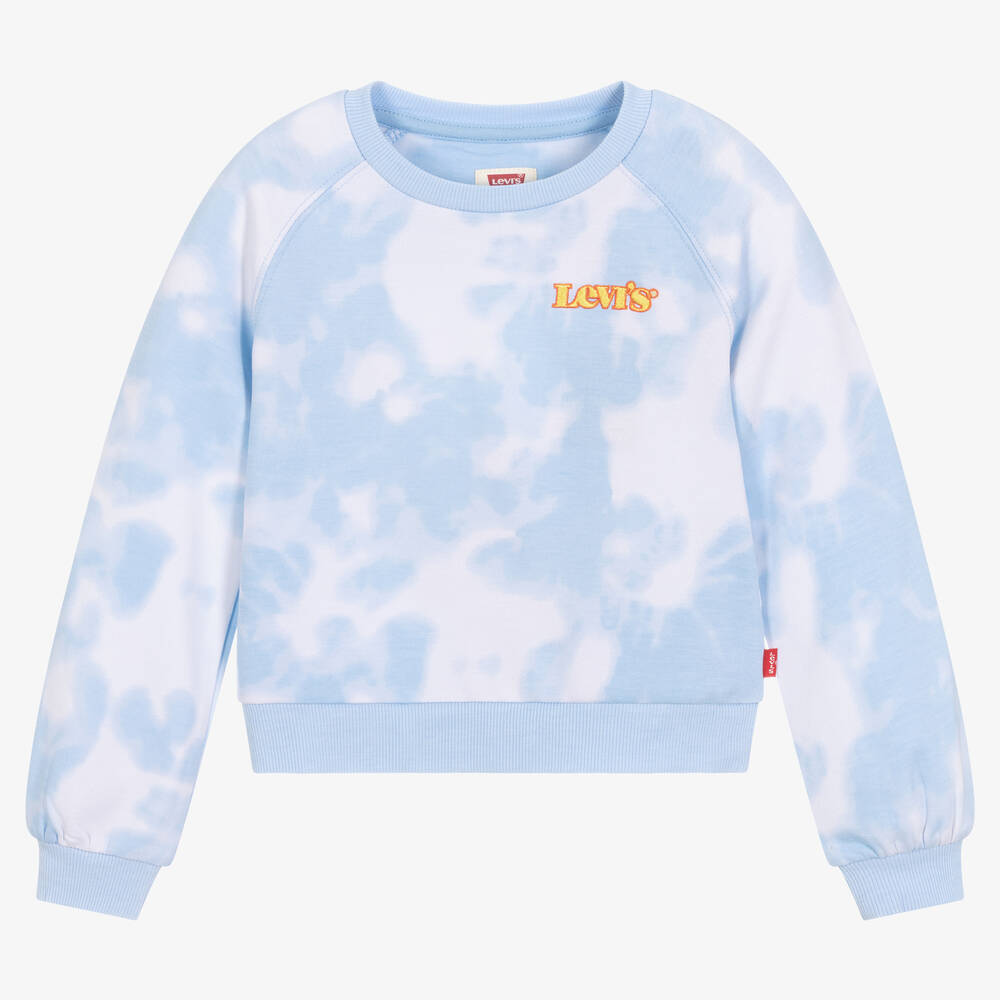 Levi's Kids'  Girls Blue Tie Dye Logo Sweatshirt