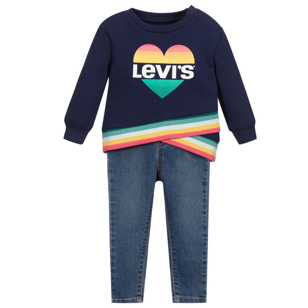 Levi's Babies'  Girls Blue Top & Jeggings Set