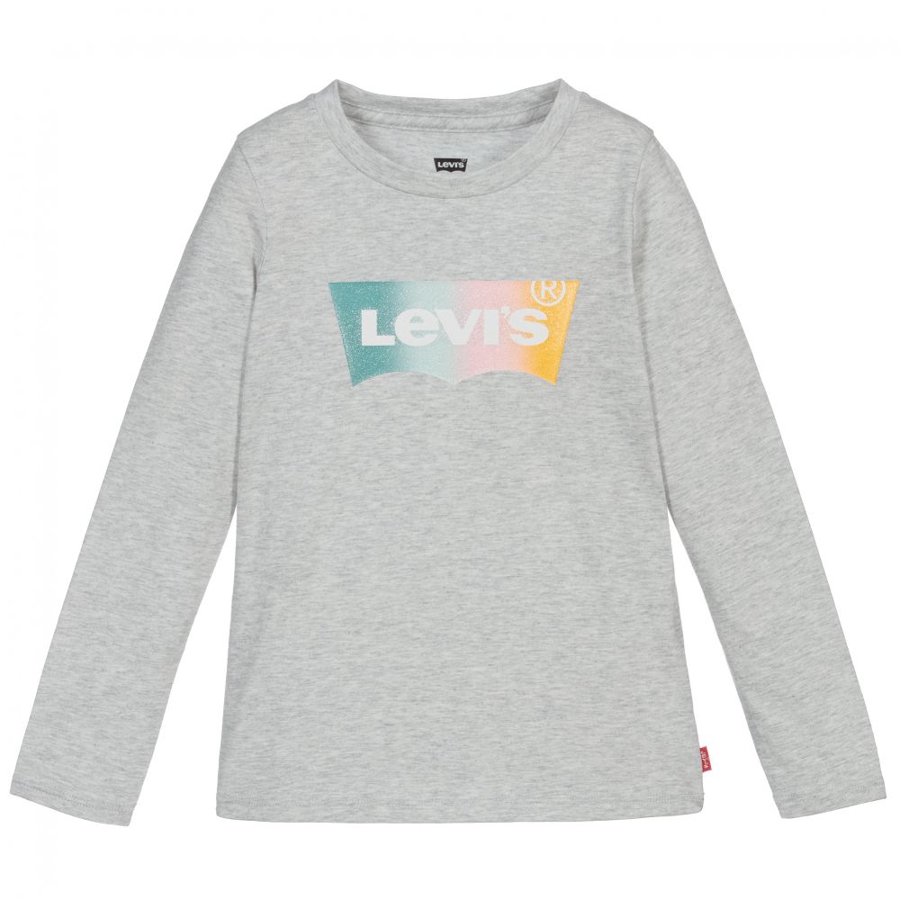 Levi's Kids'  Girls Grey Logo Top In Grey