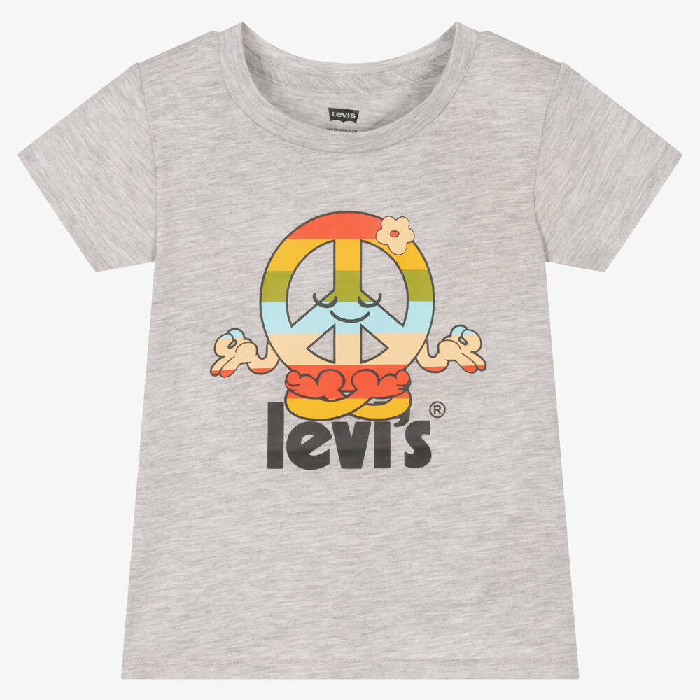 Levi's Kids'  Girls Grey Marl Logo T-shirt In Grey