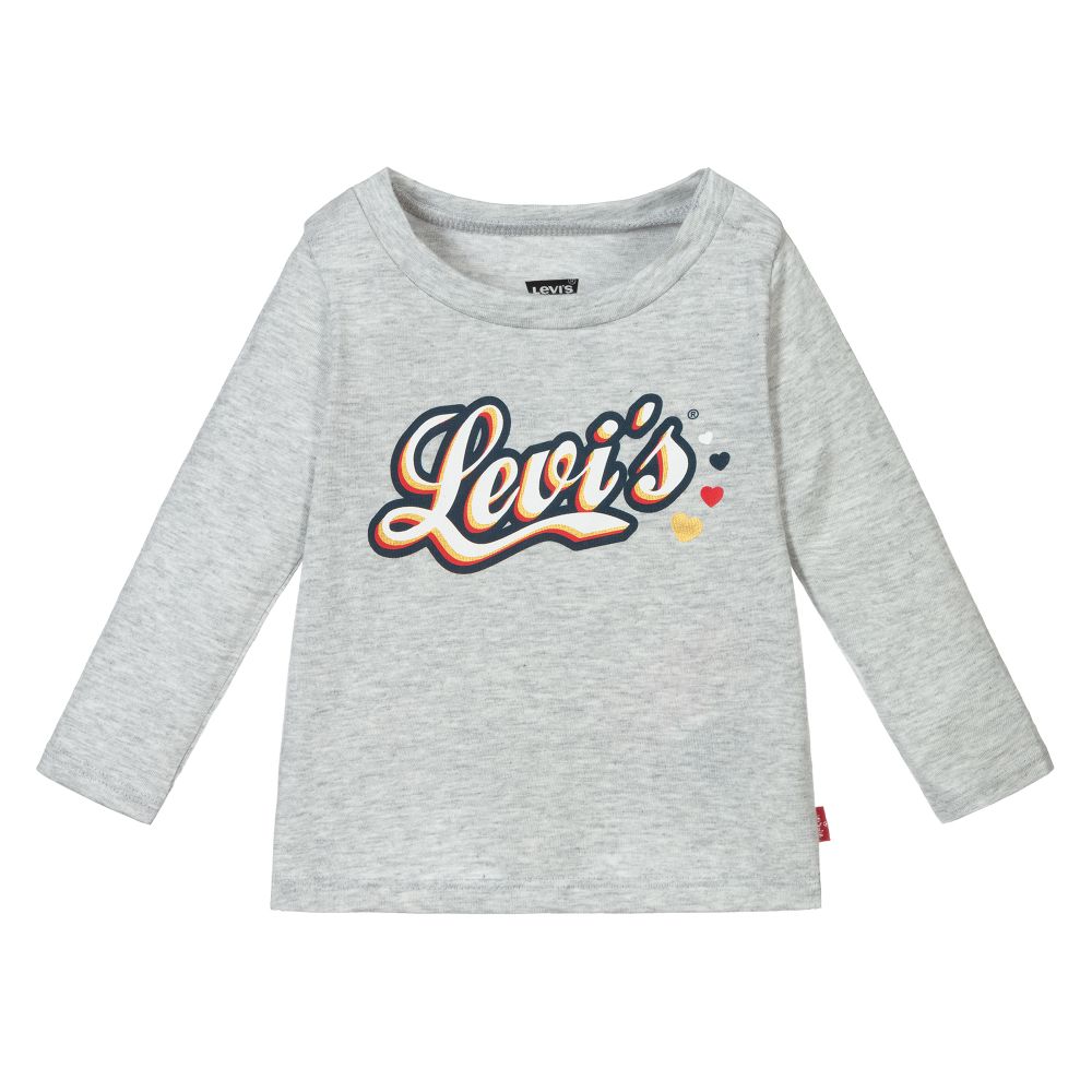 Levi's Babies'  Girls Grey Marl Logo Top In Grey