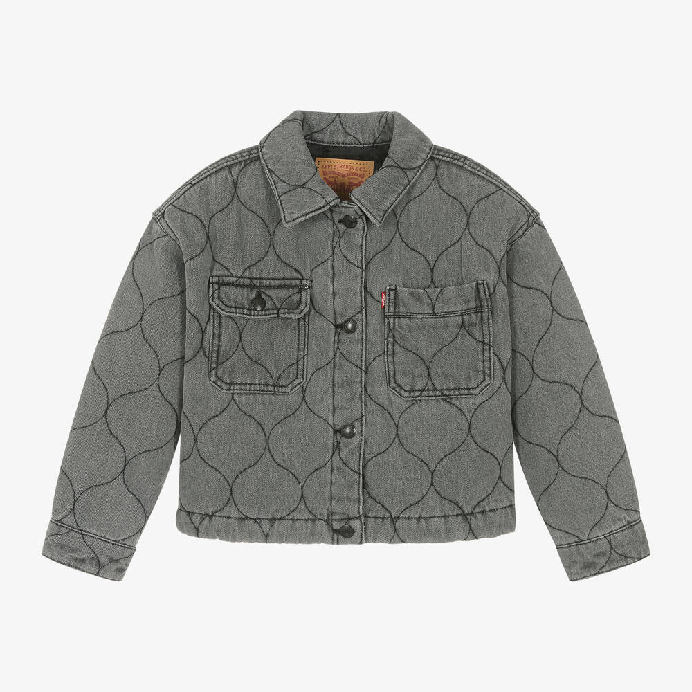 Levi's - Girls Grey Quilted Denim Jacket | Childrensalon