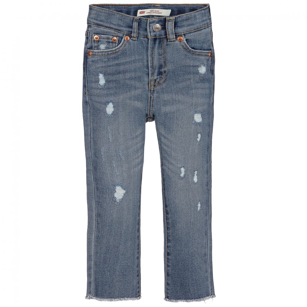 Levi's Kids'  Girls High Rise Straight Jeans In Blue