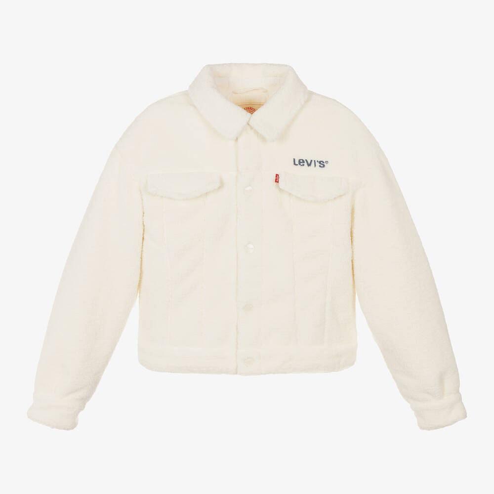 Levi's - Girls Ivory Sherpa Fleece Jacket | Childrensalon