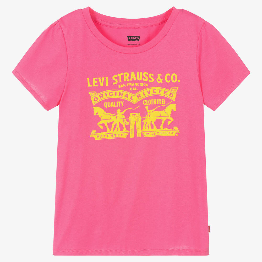 Levi's Kids'  Girls Pink Cotton Logo T-shirt