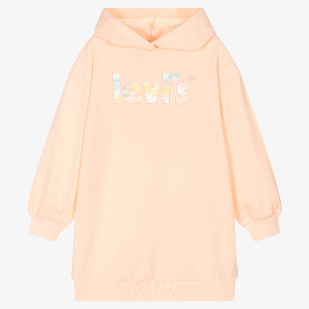 Levi's Babies'  Girls Pink Cotton Sweatshirt Dress In Orange