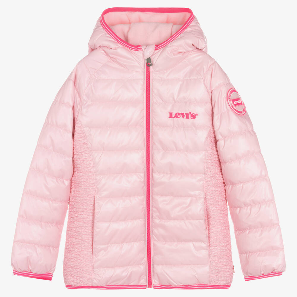 Levi's Kids'  Girls Pink Hooded Puffer Jacket