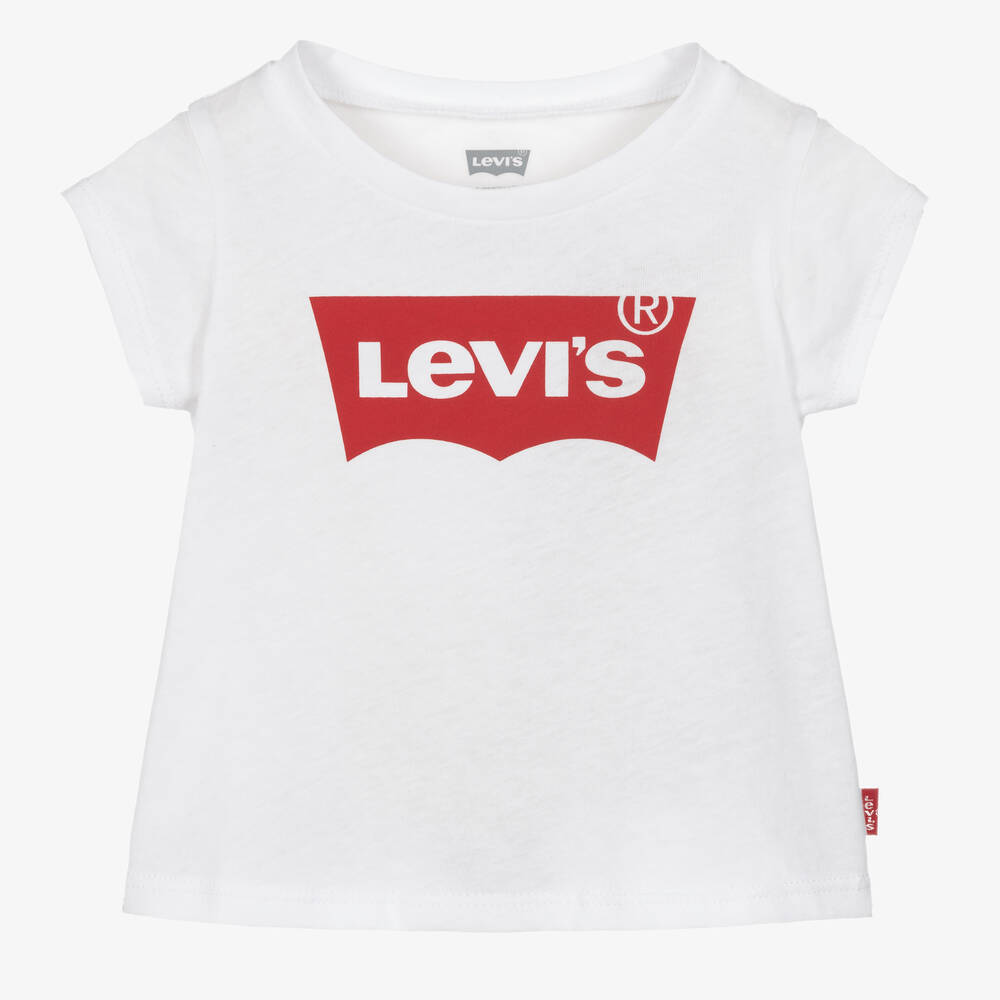 Levi's - تيشيرت أطفال بناتي قطن لون أبيض | Childrensalon