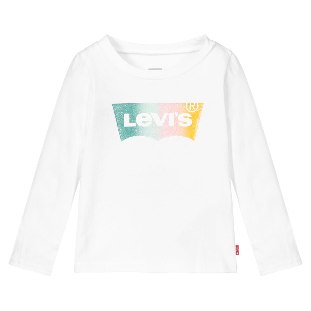 Levi's Kids'  Girls White Cotton Logo Top