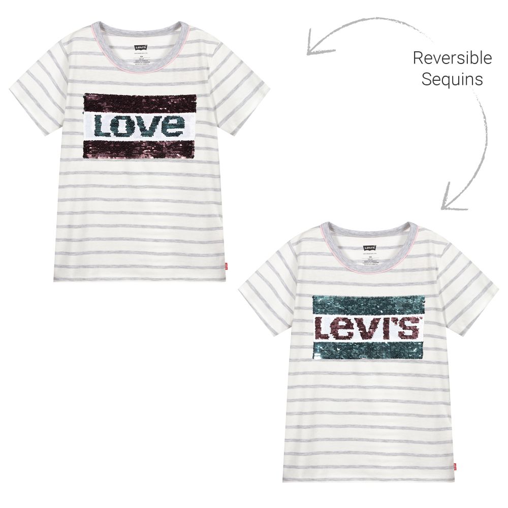 Levi's Kids'  Girls White Cotton T-shirt